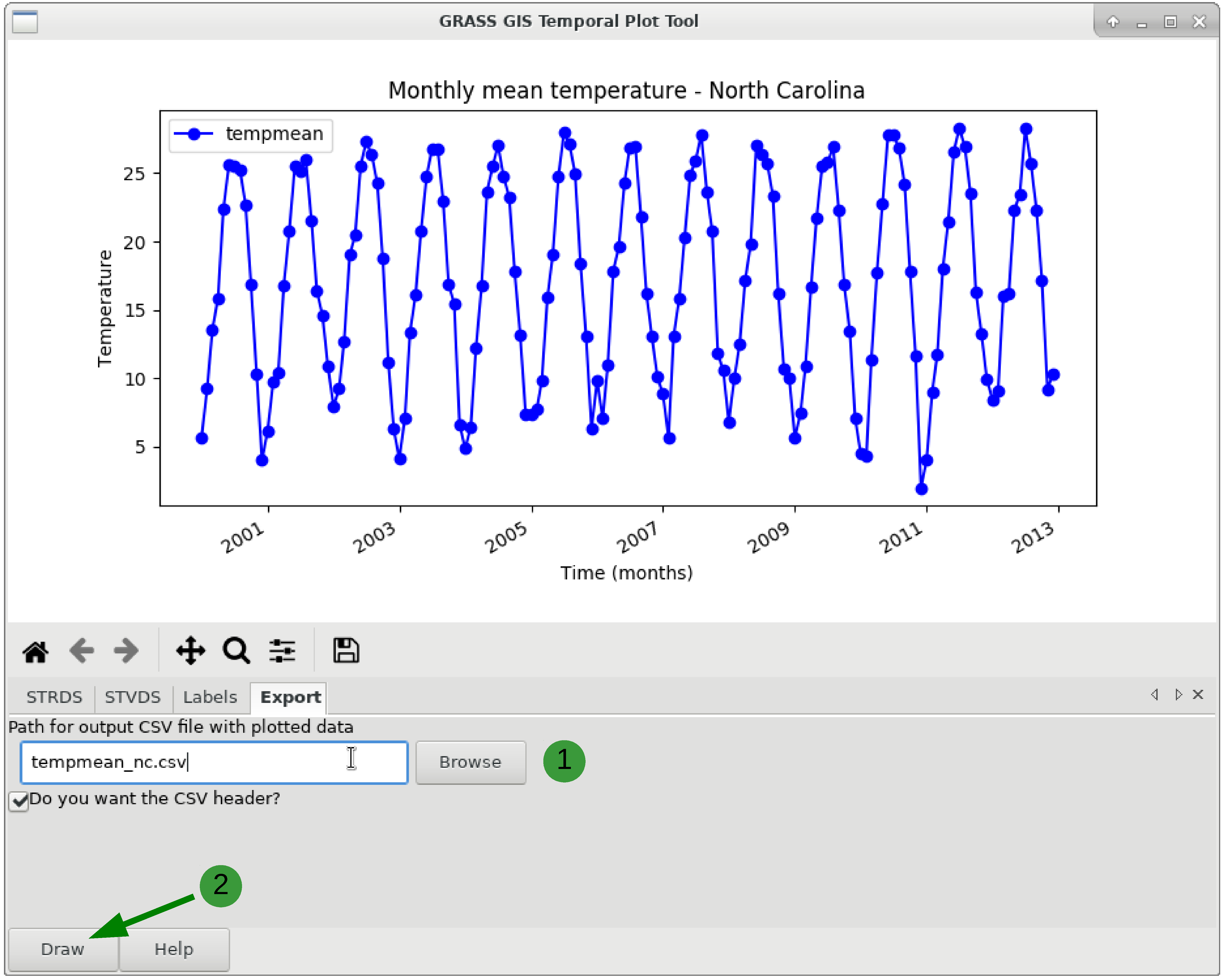 g.gui.tplot export time series as csv file