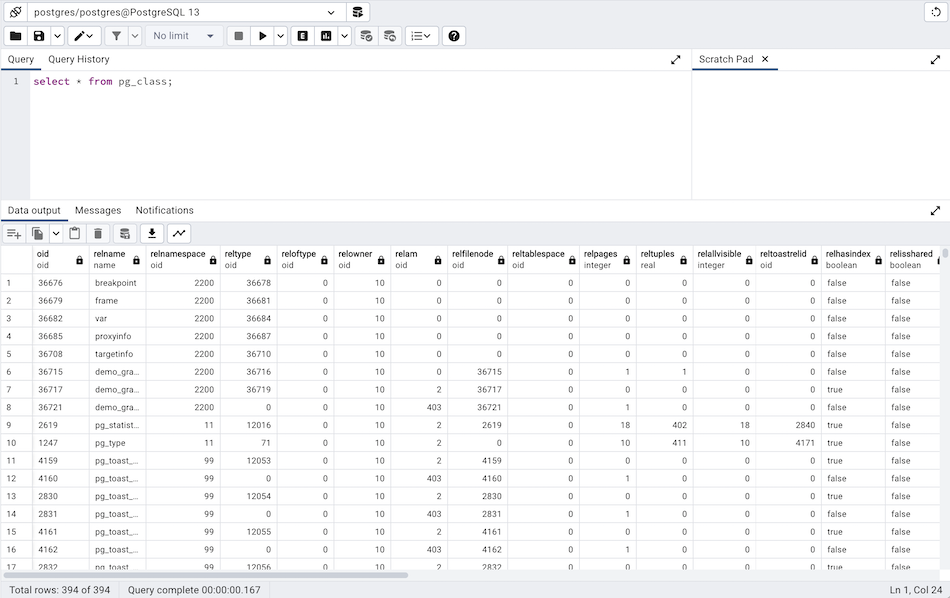 Query tool window